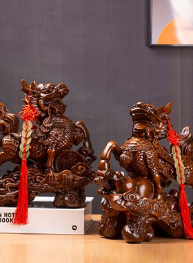 麒麟摆件一对招财貔貅风水麒麟客厅家居装饰品新中式办公室桌礼品