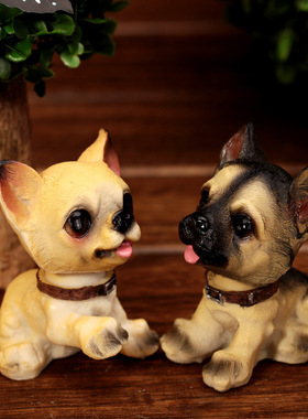 车载摇头狗 家居车内饰品摆件可爱摇头小狗狗 树脂仿真名犬摇头款