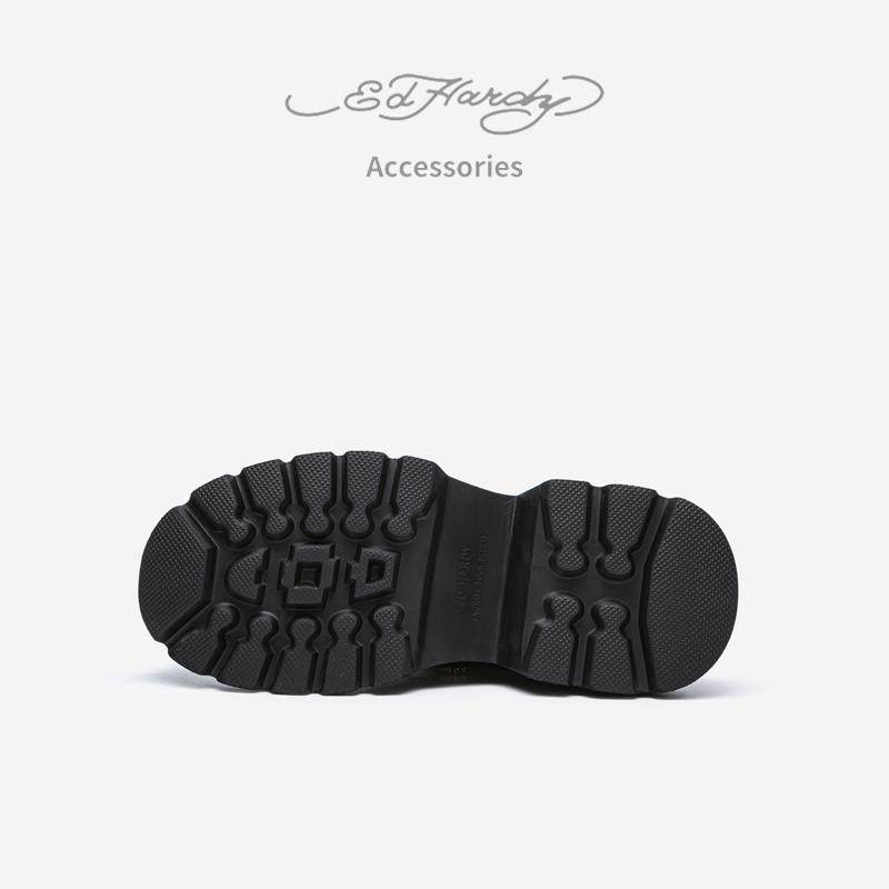 Ed Hardy Acc埃德哈迪深口单鞋厚底休闲女鞋英伦风黑色百搭小皮鞋,淘宝优惠券,粉丝福利购,淘宝优惠卷