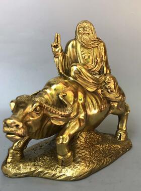 仿古做旧老子出关铜器摆件工艺品纯铜老子骑牛老君骑青牛黄铜摆件