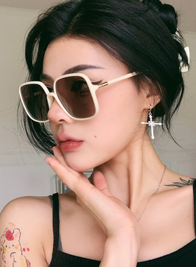 2022韩版遮阳开车白色偏光驾驶墨镜女士大框圆脸显瘦潮防晒太阳镜