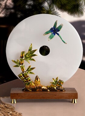 客厅节节高升竹报平安平安扣家居装饰品摆件新中式电视柜珐琅彩