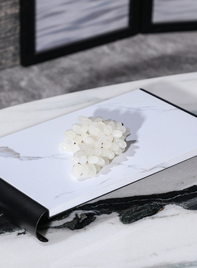 新中式样板房金属样板房装饰品托盘客厅茶室茶具家居饰Z品软装摆