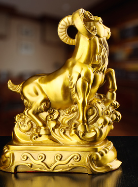 铜羊摆件三羊开泰家居客厅装饰品黄铜G领头羊店铺开业办公室工艺