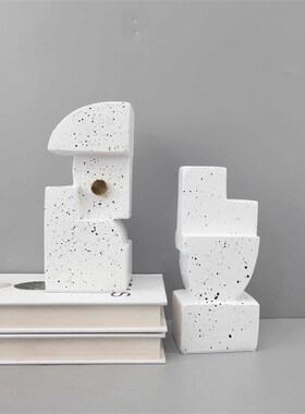 轻奢几何黑色书档样板房售楼部软装公司简约T摆件书桌客厅书托