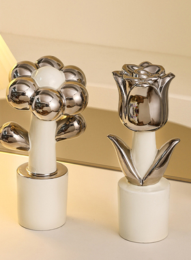 is风简约可爱陶瓷花朵小摆件书C桌桌面床头柜家居艺术装饰品摆件