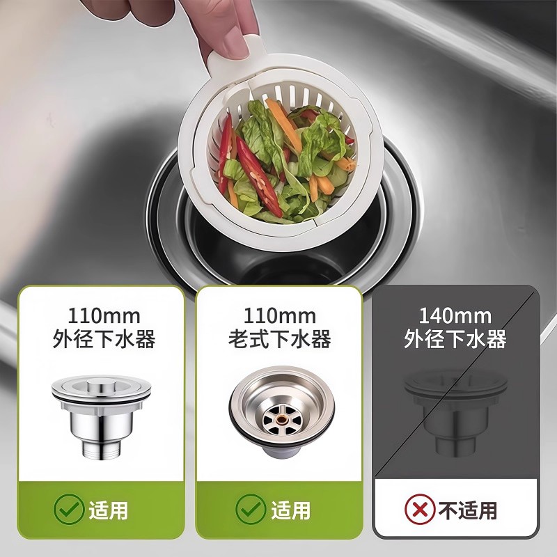 厨房水槽过滤网防堵剩菜剩饭过滤神器不脏手过滤篮提篮垃圾隔渣网 - 图3