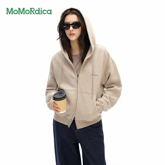 Momordica classic simple casual zipper hooded sweatshirt jacket