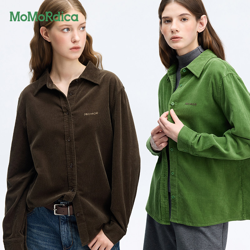 【所有女生的衣橱直播间】Momordica复古灯芯绒衬衫修身长袖T恤