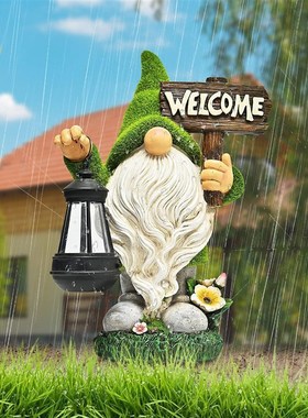 极速户外庭院花园小矮o人摆件太阳能灯装饰品创意树脂仿真卡通人