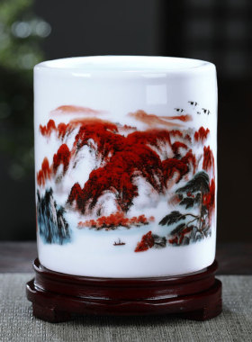 极速陶瓷笔筒创意时尚t办公笔筒收纳盒桌面摆件陶瓷毛笔笔筒