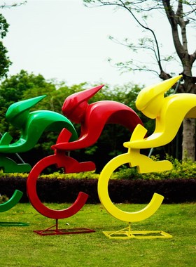 极速户外玻璃g钢自行车雕塑剪影竞技运动模型广场公园抽象骑行人