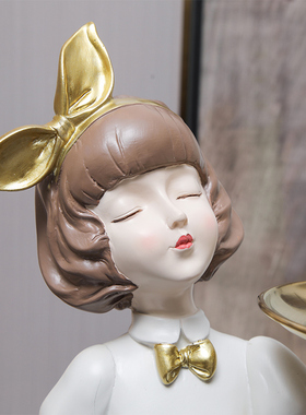 极速北欧轻奢玄关托盘女孩摆件创意电视柜装饰品酒柜钥Y匙收纳迁