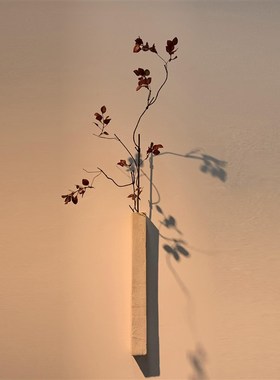 极速侘寂风方b形陶瓷花插壁饰花器日式软装墙面条状Y挂饰家居装饰