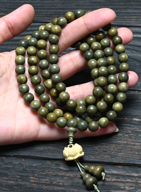 极速天然正d宗绿檀木佛珠手链运转檀香木108颗莲花男女士款厂家