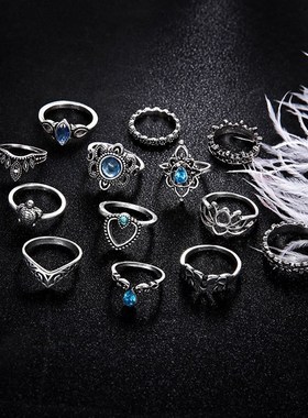 极速temperamentk jewelry retro inlaid diamond knuckle ring 1