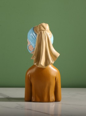 极速班克西带戴珍珠耳环r的口罩少女孩创意房间卧室仙女装饰品礼