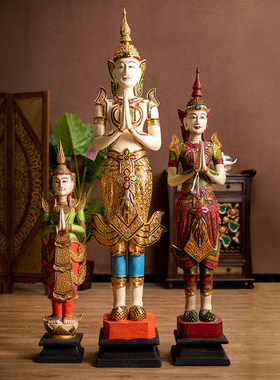 极速异丽泰国软装饰品东南亚风格迎宾E落地摆件泰式SPA餐厅门口装