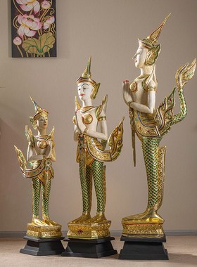 极速泰国迎宾佛像摆件木雕工艺品翘尾佛开业礼品泰式X酒店餐厅落