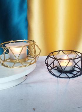 厂家直销铁艺烛台花边烛台风灯马灯铁艺喷金铁线烛台家居金属摆件