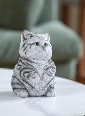 创意可爱手工猫咪摆件客厅桌面摆设卧室家居装饰品礼物仿真动物