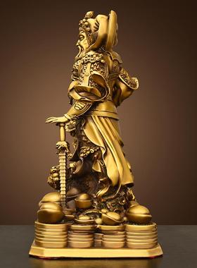 铜赵公明摆件武财神家用工艺正财神爷骑虎财神像家居供奉神像站纯