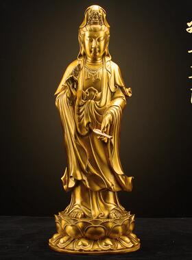 西方三圣佛像黄铜阿弥陀佛观世音大势至菩萨神像铜像站像供奉摆件