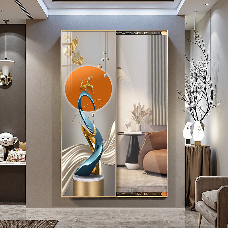 2025新款暗藏推拉式隐形穿衣镜挂画暗装全身镜轻奢风镜子挂画 - 图0