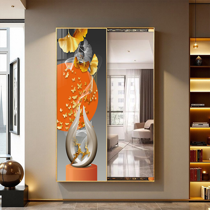 2025新款暗藏推拉式隐形穿衣镜挂画暗装全身镜轻奢风镜子挂画 - 图2