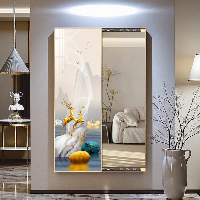 2025新款暗藏推拉式隐形穿衣镜挂画暗装全身镜轻奢风镜子挂画 - 图1