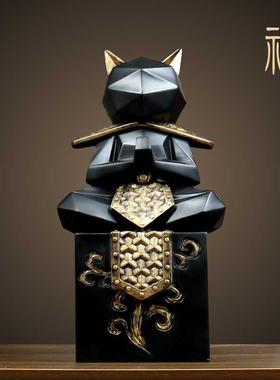 极速黑招财CfUL猫摆件开业朋友开店铺贺礼大号色乔迁办公室物店面