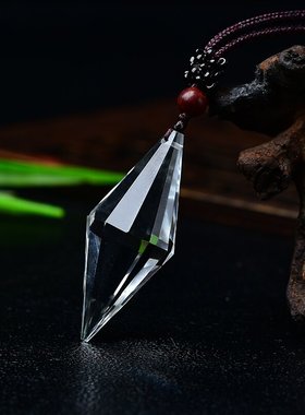 极速天然白水晶原石双尖12面x灵摆吊坠优质透体男女款饰物节日礼