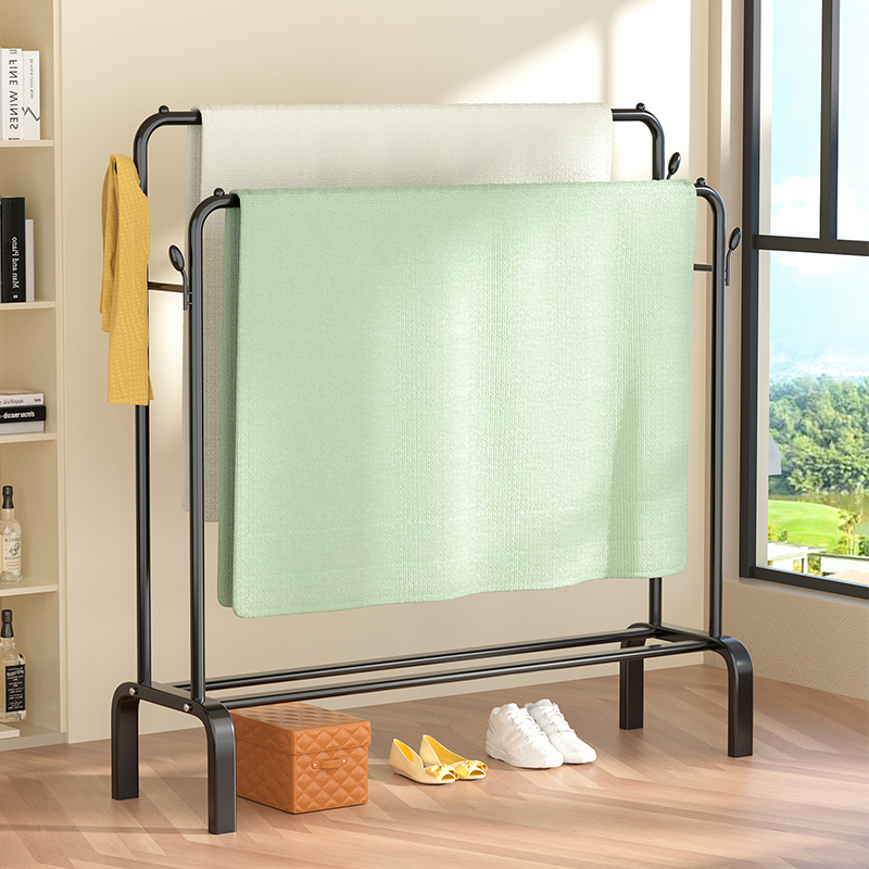 晾衣架落地折叠家用晒衣架阳台卧室挂衣架子M室内简易单杆式衣帽 - 图1