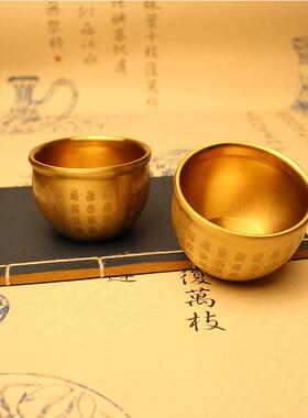 纯铜百福杯聚宝盆招财铜米缸客厅办公室装饰黄铜百福缸工艺品摆件