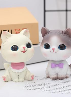 创意摇头可爱乖萌宝宝小猫咪汽车载摆件卡通萌宠猫烘培蛋糕装饰品