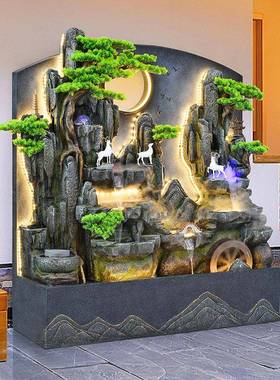 假摆山流水泉客厅循环水鱼缸景观招喷财公司水tb-74429幕墙屏风地