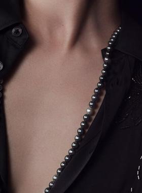 CISSYSHI黑珍珠长项链