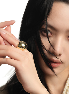 CISSY SHI双色戒指白金色金色女2023年新款拼色高级小众设计指环