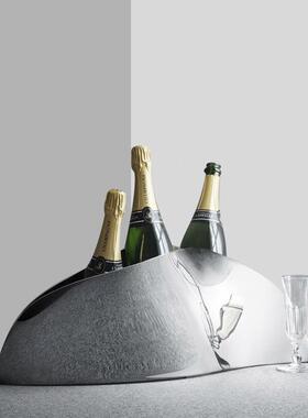 现奢镜面代抛光吧不锈钢冰桶客CDE厅装饰品样轻板房酒餐厅冰镇桶