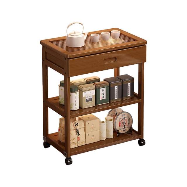 Mobile room set 2025HC09 storage rack household tea storage rack hall kitchen storage supplies with drawer small passenger trolley