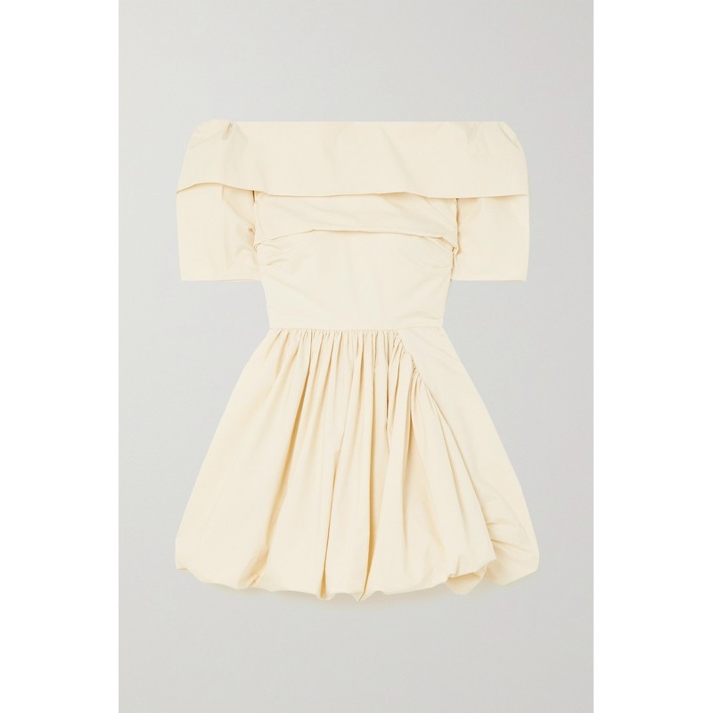 【折扣】Molly Goddard女一字肩缩褶棉质迷你连衣裙,淘宝优惠券,粉丝福利购,淘宝优惠卷