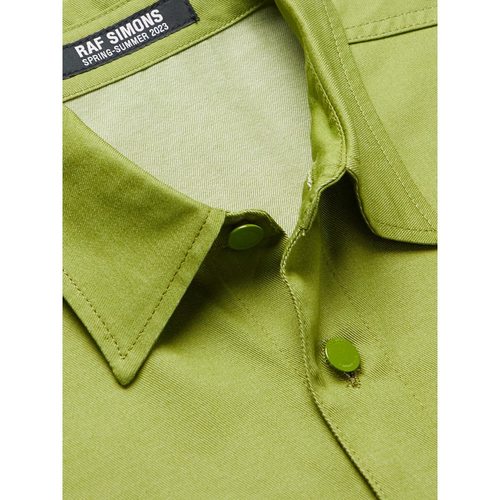 【折扣再降】Raf Simons 夏男绿色青柠品牌标志贴花牛仔衬衫 - 图3