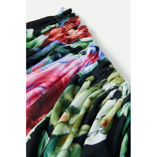 【折扣再降】Norma Kamali 露肩花卉印花弹力平纹布短款上衣