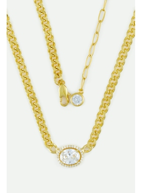 【双旦礼物】CZ by Kenneth Jay Lane 女士金色可调节项链