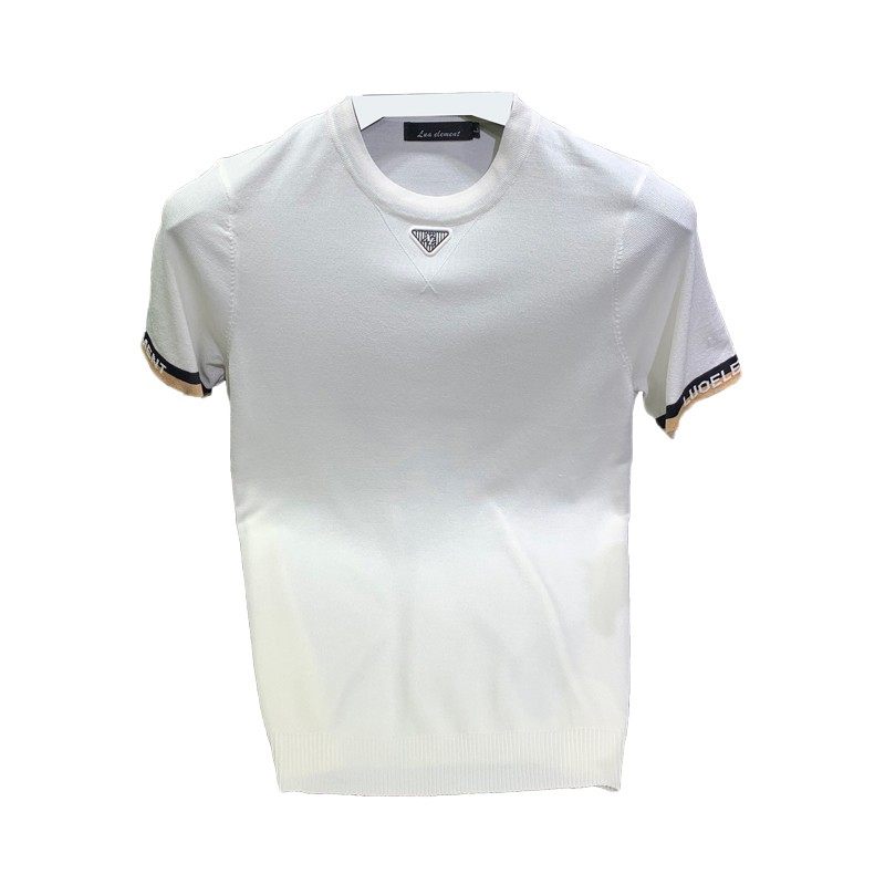 夏季提花字母冰丝短袖T恤男时尚美式潮牌修身针织圆领半袖T恤百搭,淘宝优惠券,粉丝福利购,淘宝优惠卷