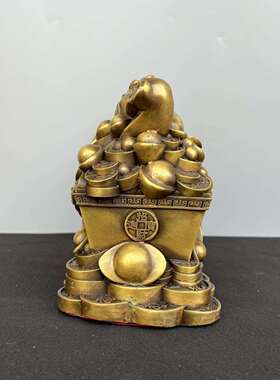 332541全铜财大象摆象拉元宝拉聚宝盆象拉宝象拉象车家居酒柜桌面
