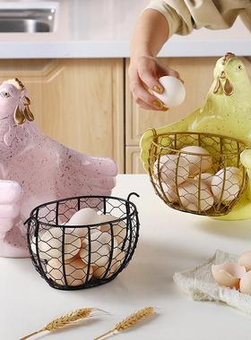 新品树脂件彩绘篮母鸡鸡蛋家用厨房板房ph202111装饰摆创意样收纳