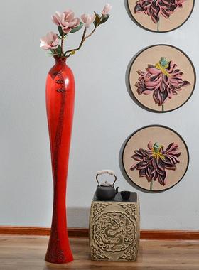 新中式软装艺术客厅高端电视柜旁边落地大气摆件样板间茶室装饰