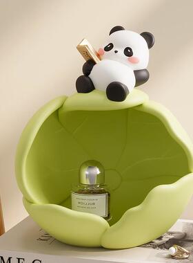 荷叶熊猫钥匙收纳玄关摆件家居装饰品入户进门口客厅鞋柜乔迁礼物