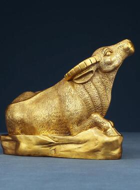 铜欣祥 黄铜牛摆件生肖牛工艺品铜牛 家居装饰品客厅玄关摆设摆件